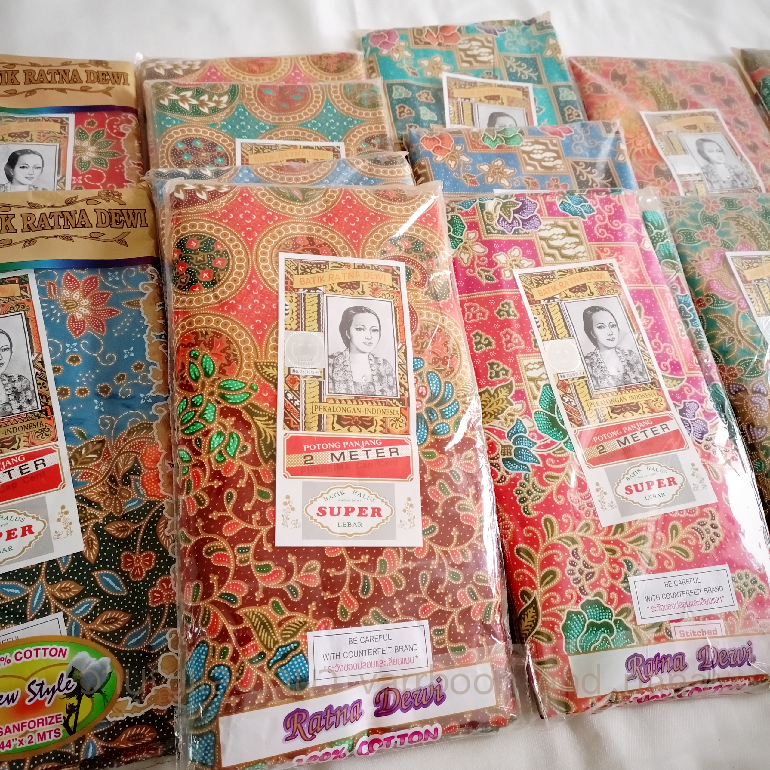 ผ้าปาเต๊ะ ผ้าถุง ตราเจ้าหญิงแท้ หน้ากว้าง 2 เมตร เย็บแล้ว ส่งของตามภาพ