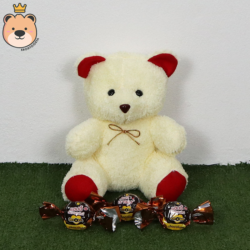 ของขวัญ เซ็ตเซอรไพรส์แฟน ของขวัญปัจฉิม/วันเกิด ตุ๊กตาหมีนั่ง 8 นิ้ว มีสีให้เลือก / ช็อกโกแลต/ อัดเม็ดโฟมคละสี / ของขวัญเปิดฝา ขนาด15x16x17cm