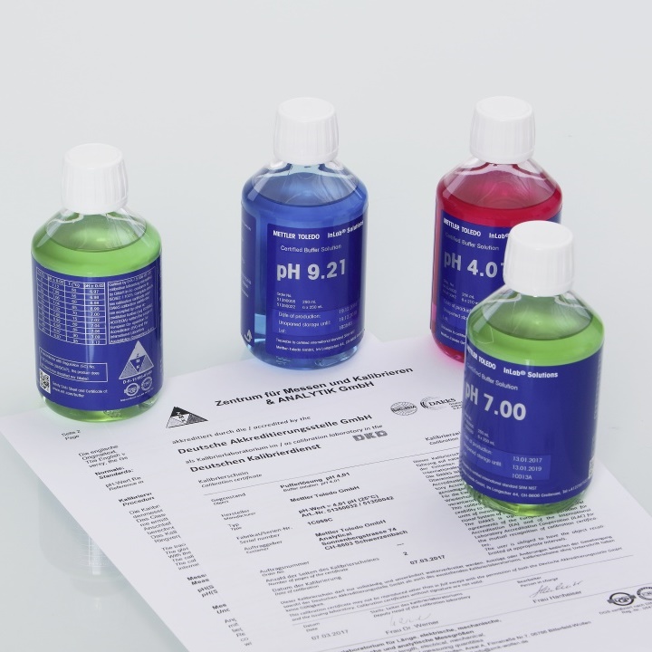 สารละลายบัฟเฟอร์ pH 2.00, 4.01, 7.00, 9.21, 10.00, 11.00 ยี่ห้อ METTLER TOLEDO
