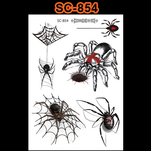 Tattoo Halloween แทททูฮาโลวีน สติ๊กเกอร์แต่งหน้าลายแมงมุม #F
