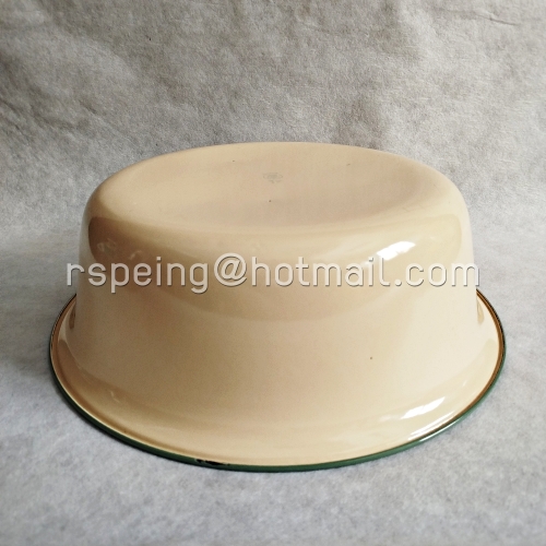 อ่างเคลือบโบราณ KOCKUM SWEDEN 38 cm. (8 Lit.) สีครีมขอบเขียว ขนาดใหญ่ วินเทจสแกนดิเนเวียแท้!