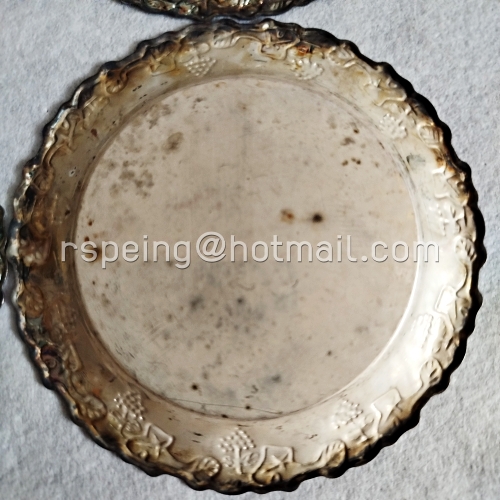 ชุดจานรองแก้วโลหะชุบเงินลายองุ่น ธนาคารกสิกรไทย ของสะสมวินเทจ 6 ใบ