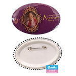 เข็มกลัดวงรีพลาสติกขนาด 4x6cm รับผลิตเข็มกลัดวงรี