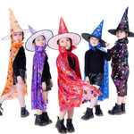 ชุดผ้าคลุมแม่มด พร้อมหมวก ลายฮาโลวีน