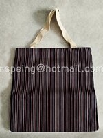 กระเป๋าผ้าลายทางดำ-น้ำตาล สไตล์มินิมอล