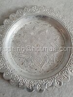 จานรองแก้วอลูมิเนียมวินเทจ ลายไทย ตราสามพระอาทิตย์