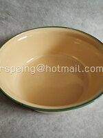 อ่างเคลือบโบราณ KOCKUM SWEDEN 38 cm. (8 Lit.) สีครีมขอบเขียว ขนาดใหญ่ วินเทจสแกนดิเนเวียแท้!