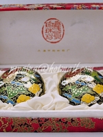 ชุดตลับแป้งถมปัดจีน (Cloisonne) ในกล่องบุผ้าไหม