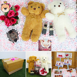 เซ็ตเซอร์ไพรส์ หมียืน 2 ตัว Size 8 นิ้ว+นาฬิกา+ลิป 2 แท่ง+ สร้อยรูปหัวใจ กล่องขนาด24x34x19 เม็ดโฟมเต็มกล่อง