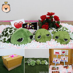 ของขวัญ ฝาเปิด เซอร์ไพรส์ เม็ดโฟม ตุ๊กเต่า 3 ตัว 23 cm 1ตัว 4 นิ้ว 2 ตัว เนื้อผ้าEF ขนนุ่มพิศษ (ของขวัญขนาดครึ่ง Double A) ขนาด 23.5*19*34cm