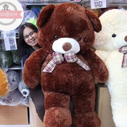 ตุ๊กตาหมีหัวโต 150cm (สีช็อคโกแลต) ตัวใหญ่ ขนนุ่ม น่ากอด