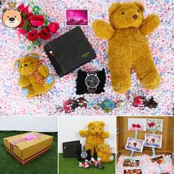 ของขวัญให้แฟนหนุ่ม ของขวัญผู้ชาย เซ็ตเซอร์ไพรส์อัดเม็ดโฟมเต็มกล่อง (กระเป๋าตัง+นาฬิกา+ตุ๊กตาหมียืนน้ำตาล+พวงกุญแจหมีน้ำตาล+ช็อคโกแลต) ****ได้ของตามแบบที่ลูกค้าเลือก****