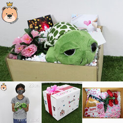 ของขวัญ เซอร์ไพรส์ เม็ดโฟม ตุ๊กตา เต่า 23cm ฝาชน ลิขสิทธิ์แท้100% ขนาด 25.5*17.5*19cm