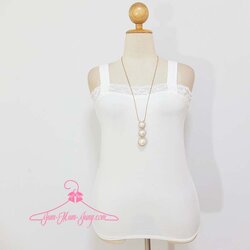 *อก40ยืดถึง50นิ้ว*เสื้อสายเดี่ยวคนอ้วนผ้ายืดเรยอนสีขาวแต่งลูกไม้เนื้อนิ่มรอบตัว ใส่กระชับเนื้อผ้ายืดตามตัว สวยน่ารักมากๆค่ะ