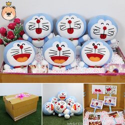 เซ็ตของขวัญ เซอร์ไพรส์ เม็ดโฟม ตุ๊กตา โดเรม่อน 7นิ้ว 6ตัว ลิขสิทธิ์แท้ 100% ของขวัญเปิดฝา