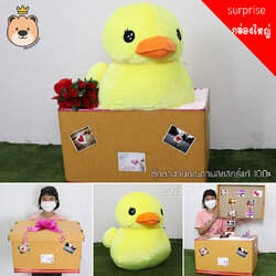 เซ็ตเซอร์ไพรส์ แฟน ตุ๊กตา เป็ด Size 20นิ้ว ของขวัญเปิดฝา ขนาด36*50*30cm แถมภาพ การด์และตกแต่งตามโอกาสฟรี