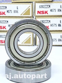 ลูกปืนเม็ดกลม NSK 6002 ZZ NSK ฝาเหล็ก ขนาด รูใน 15มิล นอก 32มิล หนา 9 มิล (15 x 32 x 9 mm)