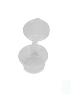 ถ้วยน้ำจิ้ม 1 ออนซ์ ฝาในตัว ขนาดฝา Ø 5.2 cm ,ก้น Ø 4 cm, สูง 2.7 cm