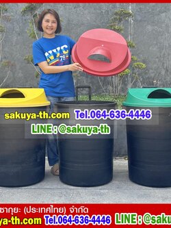 ถังขยะพฤกษา ตัวถังสีดำ มีล้อลาก 120 ลิตร