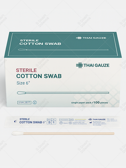 ไม้พันสำลีปลอดเชื้อ / Sterile Cotton Swab (100 ก้าน/กล่อง)