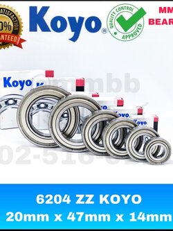 6204 ZZ KOYO ตลับลูกปืนเม็ดกลมร่องลึก ฝาเหล็ก 2 ด้าน จนาด รูใน 20mm x 47mm x 14mm KOYO