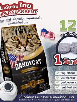 ZC001: ทรายแมวภูเขาไฟ Zandycat สูตร ออริจินอล 12 ลิตร