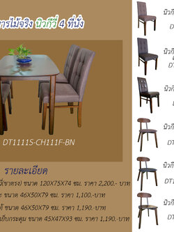 ชุดอาหารไม้ 4 ที่นั่ง นิวกีวี