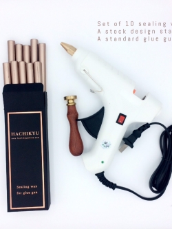 Full set of 10 sealing wax + glue gun + a stock design stamp