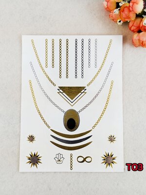 พร้อมส่ง✨ Tattoo✨⭐️ แทททูติดตัว✨⭐️ สีทอง✨⭐️ติดง่ายมาก✨⭐️ แค่ 30 วินาที ก็สวยในพริบตา ✨⭐️ไม่เป็นอันตรายต่อผิว✨⭐️3