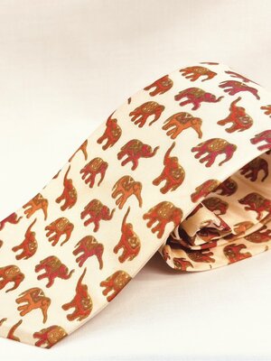 เนคไท ลายช้าง ไหมแท้ทอมือ ลายเอกลักษณ์ไทย พร้อมกล่อง