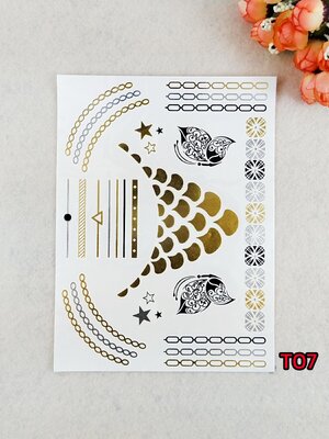 พร้อมส่ง✨ Tattoo✨⭐️ แทททูติดตัว✨⭐️ สีเงิน✨⭐️สีทอง✨⭐️ติดง่ายมาก✨⭐️ แค่ 30 วินาที ก็สวยในพริบตา ✨⭐️ไม่เป็นอันตรายต่อผิว✨⭐️07