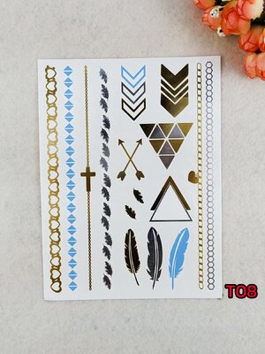 พร้อมส่ง✨ Tattoo✨⭐️ แทททูติดตัว✨⭐️ สีเงิน✨⭐️สีทอง✨⭐️ติดง่ายมาก✨⭐️ แค่ 30 วินาที ก็สวยในพริบตา ✨⭐️ไม่เป็นอันตรายต่อผิว✨⭐️08