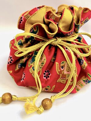 ถุงฟักทอง ฟรุ้งฟริ้ง ลายช้าง สำหรับเก็บเครื่องประดับ กิ๊บเก๋ งานปราณีต ใช้งานได้จริง