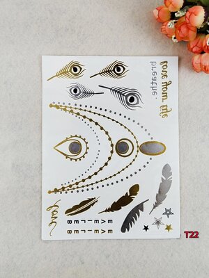 พร้อมส่ง✨ Tattoo✨⭐️ แทททูติดตัว✨⭐️ สีเงิน✨⭐️สีทอง✨⭐️ติดง่ายมาก✨⭐️ แค่ 30 วินาที ก็สวยในพริบตา ✨⭐️ไม่เป็นอันตรายต่อผิว✨⭐️22