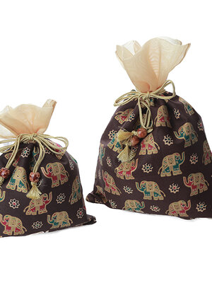 ถุงของขวัญ ถุงผ้าลายไทย ไซส์ S/L ตัดเย็บปราณีต งานส่งนอก