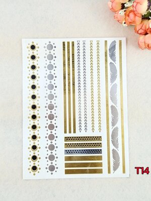 พร้อมส่ง✨ Tattoo✨⭐️ แทททูติดตัว✨⭐️ สีเงิน✨⭐️สีทอง✨⭐️ติดง่ายมาก✨⭐️ แค่ 30 วินาที ก็สวยในพริบตา ✨⭐️ไม่เป็นอันตรายต่อผิว✨⭐️14