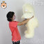 ตุ๊กตาหมีหัวโตโบว์สก๊อต นุ่ม ไซส์ 110cm (สีขาวครีม) น่ากอด ขนนุ่ม