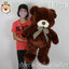 ตุ๊กตาหมีหัวโตโบว์สก๊อต Teddy นุ่ม ไซส์ 110cm (สีช็อคโกแลต) ขนนุ่ม น่ากอด ตัวใหญ่