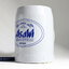 [Vintage] Asahi แก้วมักเบียร์เซรามิก สีเทา โลโก้แบรนด์สีน้ำเงิน ขนาดกลาง
