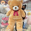 ตุ๊กตาหมี หัวโต Teddy ตัวใหญ่ อ้วน ขนนุ่มฟู size160cm ( สีน้ำตาลอ่อน ) โบว์แดง - ตุ๊กตา หมี อ้วน นุ่ม
