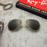 แว่นกันแดด Ray-Ban Aviator large metal RB3025 001/58 Gold / Black/Green Polarized แว่นกันแดด Ray-Ban Aviator large metal RB3025 001/58 Gold / Black/Green Polarized