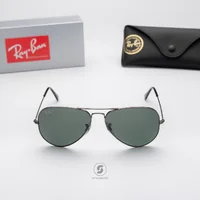 แว่นกันแดด Ray-Ban Aviator large metal RB3025 004/58 Gunmetal / Crystal Green polarized แว่นกันแดด Ray-Ban Aviator large metal RB3025 004/58 Gunmetal / Crystal Green polarized