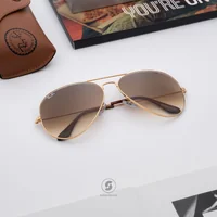 แว่นกันแดด Ray-Ban Aviator large metal RB3025 001/51 Gold / Brown Gradient