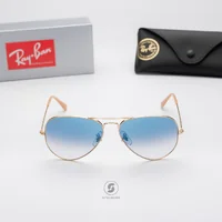 แว่นกันแดด Ray-Ban Aviator large metal RB3025 001/3f Matte Gold / Blue Gradient