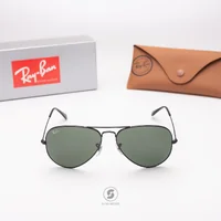 แว่นกันแดด Ray-Ban Aviator large metal RB3025 L2823 Black / Green G-15 แว่นกันแดด Ray-Ban Aviator large metal RB3025 L2823 Black / Green G-15