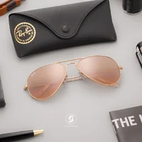 แว่นกันแดด Ray-Ban Aviator large metal RB3025 001/3E Gold / Pink