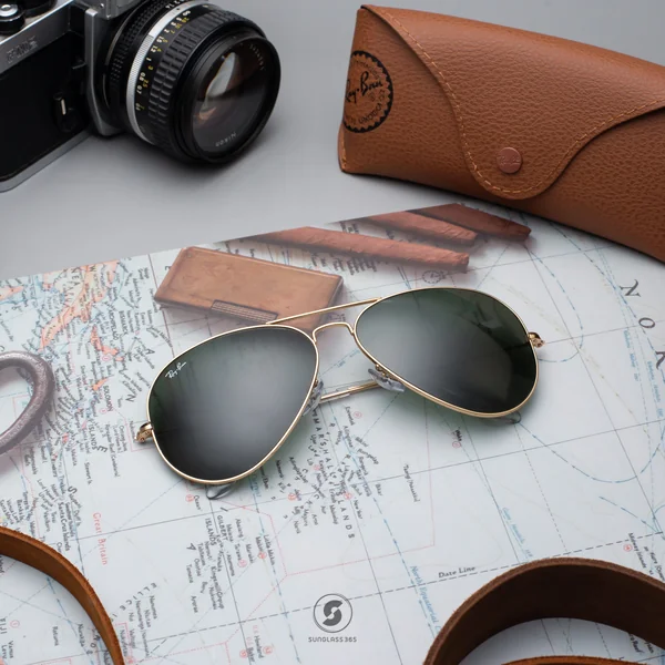 แว่นกันแดด Ray-Ban Aviator large metal ii RB3026 L2846 Black / Green G-15