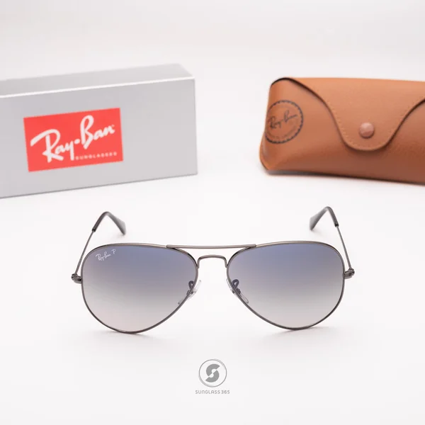 แว่นกันแดด Ray-Ban Aviator large metal RB3025 004/78 Gunmetal / Blue Gradient image 2 แว่นกันแดด Ray-Ban Aviator large metal RB3025 004/78 Gunmetal / Blue Gradient image 2