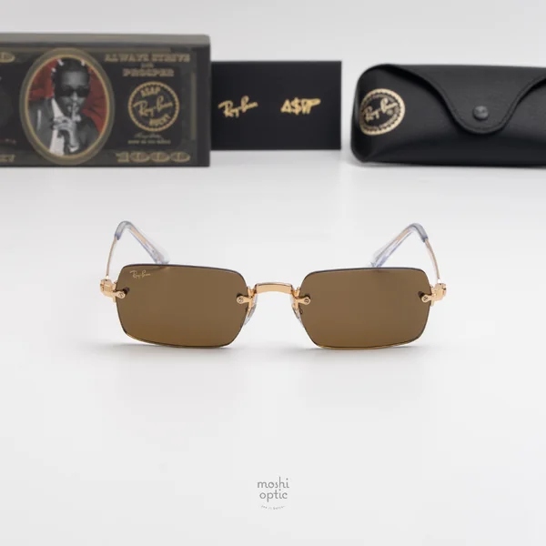 แว่นกันแดด Ray-Ban A$AP Rocky RB3928 001/73 Arista gold / Dark brown image 4