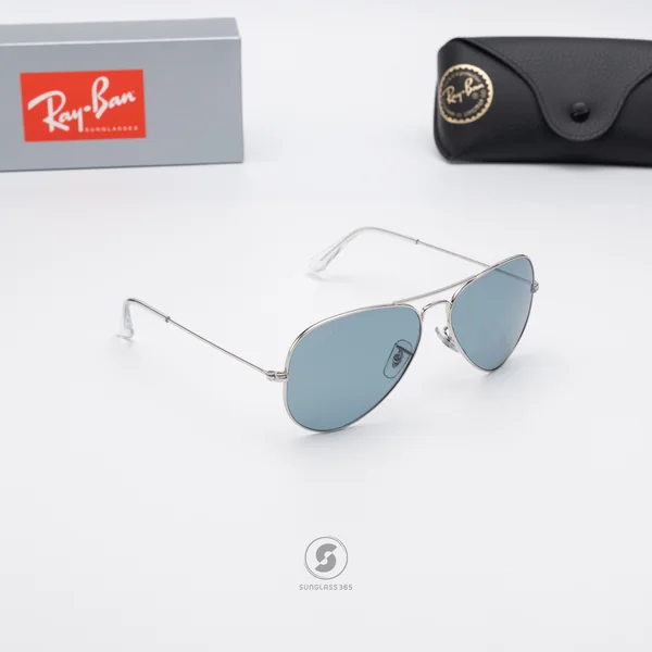 แว่นกันแดด Ray-Ban Aviator large metal RB3025 003/02 Aviator Silver / Blue Polarized image 4 แว่นกันแดด Ray-Ban Aviator large metal RB3025 003/02 Aviator Silver / Blue Polarized image 4